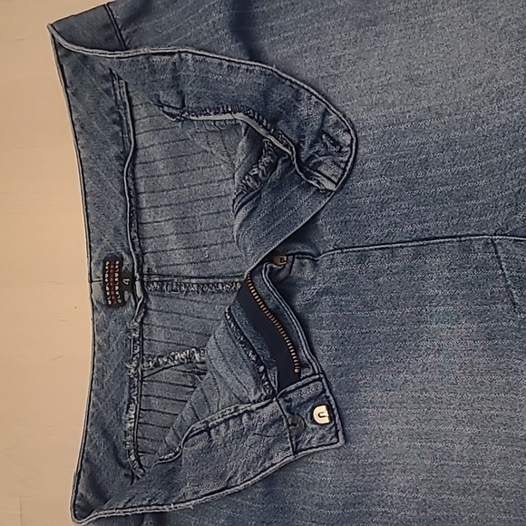 VTG Heart Moon Star Pinstriped Denim Front Slit Skirt - Picture 8 of 12